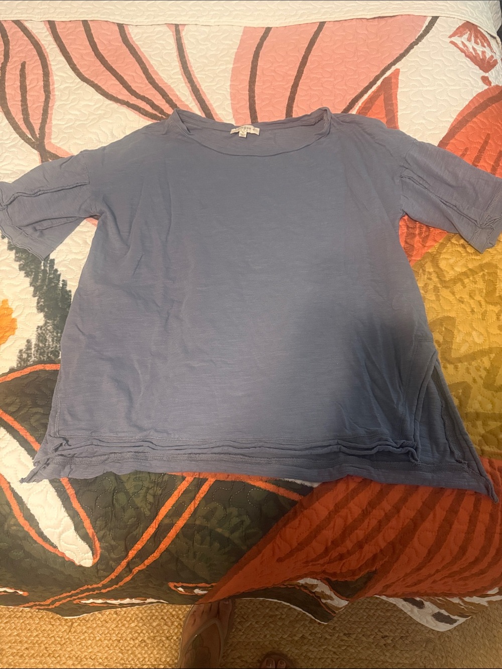 Umgee Relaxed Short-Sleeve Tee in Dusty Blue